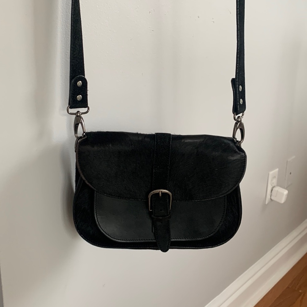 Maison and Scotch black leather and hide bag